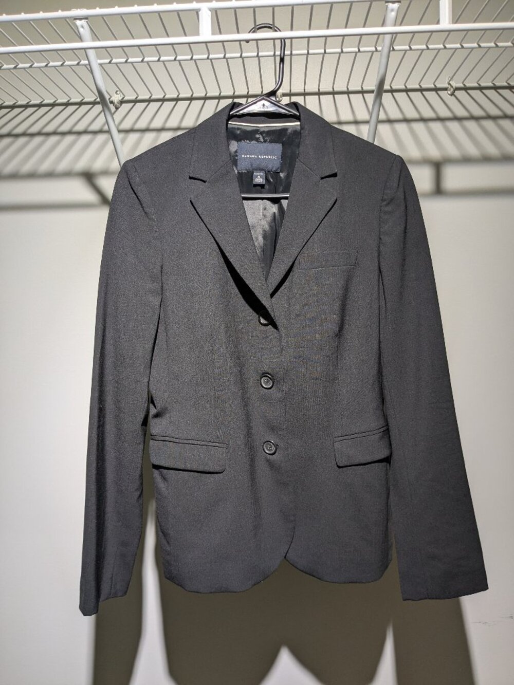 Banana Republic 3 Button Black Wool Blazer Womens Sz 8 90s Workwear Office Siren